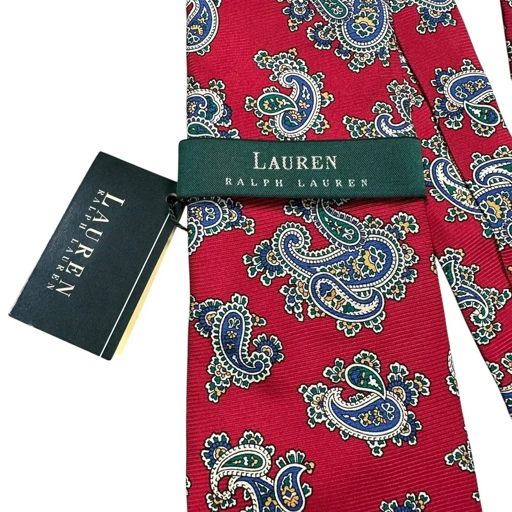 NEW‎ Ralph Lauren LRL Men's Neck Tie Red Paisley Jacquard 55 x 3 5/8
